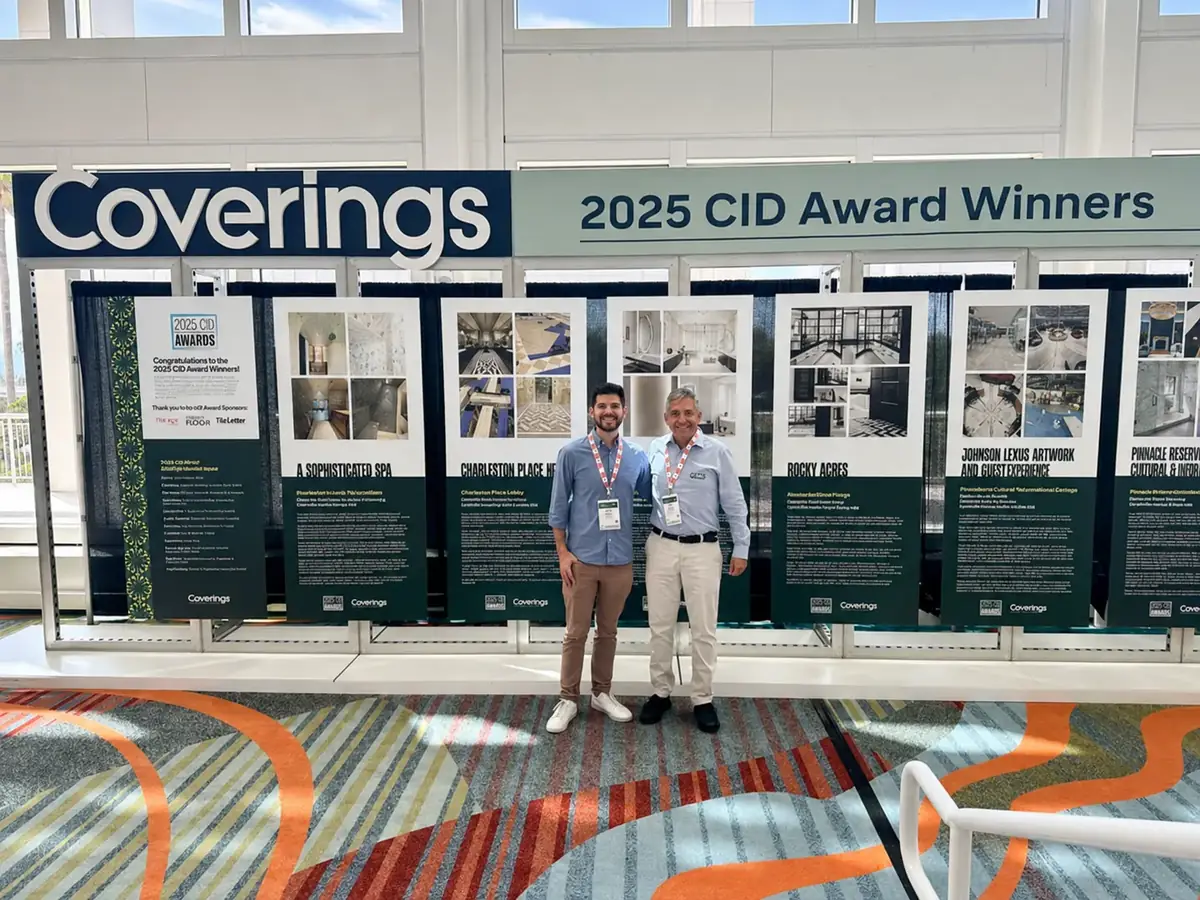 GEMS representatives at the Coverings 2025 CID Award Winners exhibition