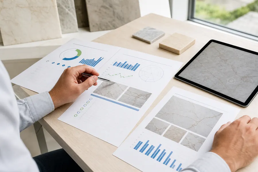 Technical natural stone inspection reports and supporting documentation